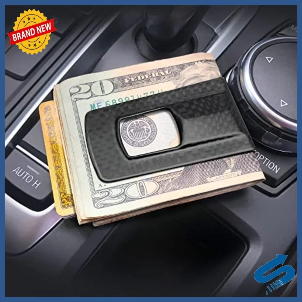 Carbon Fiber Money Clip Wallet for Men - Slim Front Pocket Cash Card Holder
